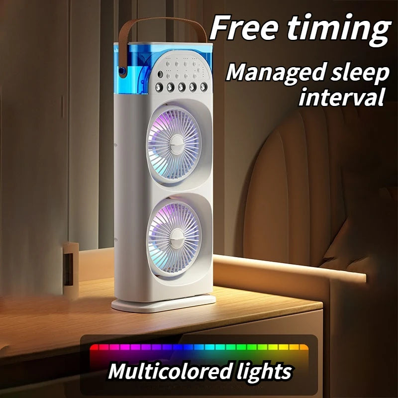 USB Silent Remote Air Cooler, Dual Head Mist Fan for Office Dorm Home, 3-Hole Design, Efficient Cooling, Cross-Border Hot Sale